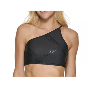 CALVIN KLEIN One-Shoulder Black Bikini Swim Top NWT